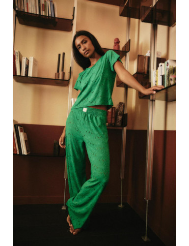 Pantalon Nati Green Flower